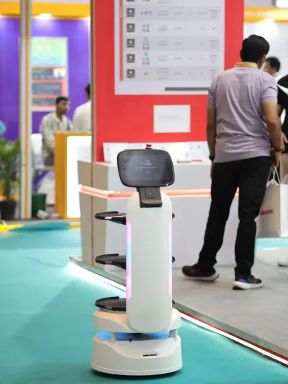 A service robot navigates the expo floor, showcasing the future of automation in motion. We feature not just smart home products, but also emerging technologies that capture the imagination.
