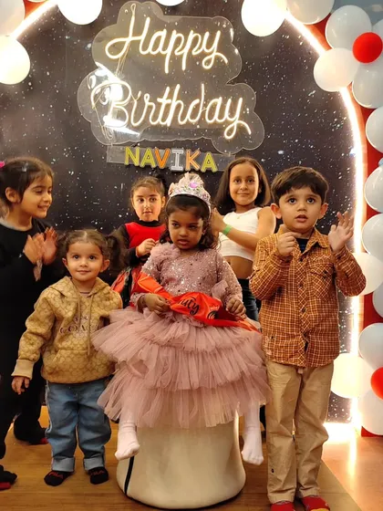 The birthday princess and her friends ready for the cake cutting. I love seeing the joy on their faces as they celebrate together.