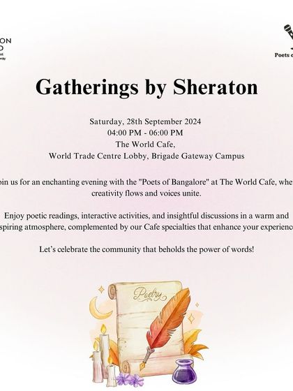 The official e-invite for our "Gatherings by Sheraton" collaboration, showcasing a premium design for a high-profile event and outlining the guidelines for performers.