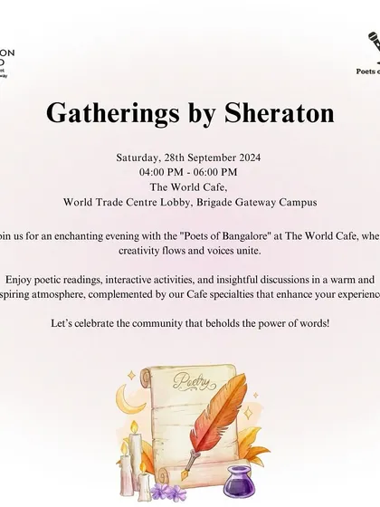 The official e-invite for our "Gatherings by Sheraton" collaboration, showcasing a premium design for a high-profile event and outlining the guidelines for performers.