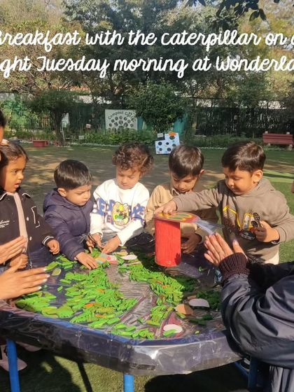 On a bright Tuesday morning, our little ones had breakfast with a pretend caterpillar. Inspired by 'The Very Hungry Caterpillar,' they explored concepts of caring and nurturing by feeding their new friend.