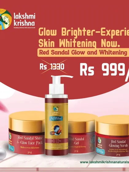 Experience skin whitening and a brighter glow with our Red Sandal Glow and Whitening Kit. This complete set includes a gel, scrub, face pack, and face wash to even out your skin tone.