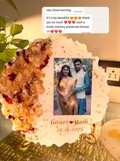 "It's truly beautiful." Reading messages like this from my clients makes all the hard work worthwhile. This photo shows a finished keepsake with the client's happy feedback.