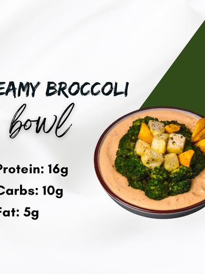 Our Creamy Broccoli Bowl is a great way to start your day. It's packed with 16g of protein and features air-fried broccoli and paneer in our special in-house chipotle sauce.