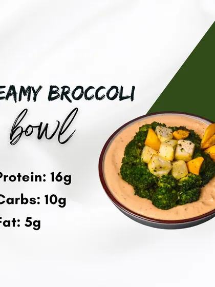 Our Creamy Broccoli Bowl is a fantastic source of vegetarian protein, with 16g per serving. It features air fried broccoli and paneer in our special in house chipotle sauce, making it both nutritious and delicious.