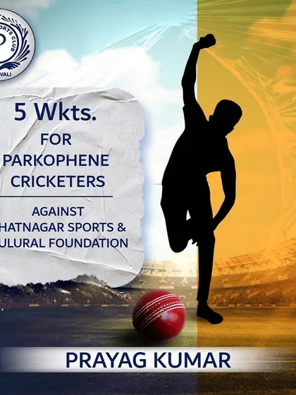 Prayag Kumar was instrumental with the ball, taking 5 wickets for Parkophene Cricketers in their match.