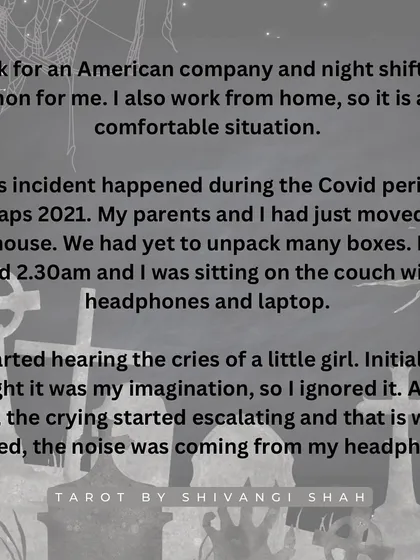 The terrifying story of someone hearing a girl crying through their headphones, finding a headless doll, and discovering its connection to a deceased child.