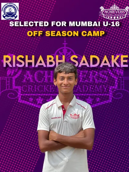 Rishabh Sadake, another one of our stars, selected for the Mumbai U-16 Off-Season Camp.