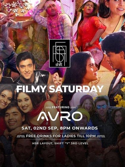 Filmy Saturday at Shift, HSR. A collage poster capturing the essence of Bollywood.
