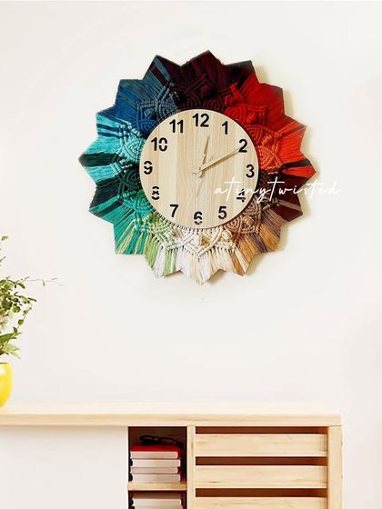 Looking for a clock that’s as unique as you are? This stunning multi-colored macramé clock is a true statement piece, adding a vibrant splash of color and handmade charm to your wall.