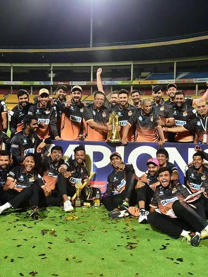 The result of dedication and science-backed training. Celebrating the KSCA Maharaja Cup victory with the team, a testament to the hard work put in both on and off the field.