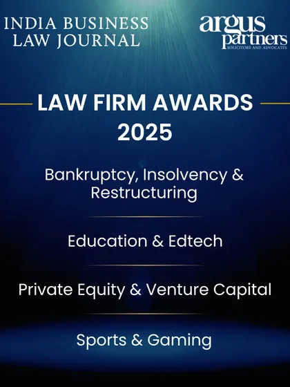 Our firm, Argus Partners, was honored with the 2025 Law Firm Award for Bankruptcy, Insolvency & Restructuring by the India Business Law Journal. This award is a direct acknowledgment of our specialized expertise and consistent success in navigating complex financial distress scenarios for our clients.