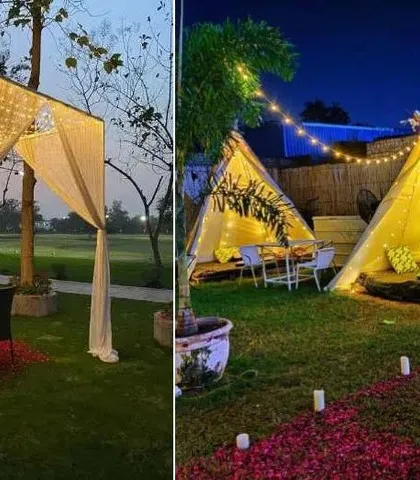 I specialize in creating the perfect "yes" moment. Here are two of my favorite romantic proposal setups: a dreamy outdoor canopy with a fairy light ceiling and a cozy teepee for a more intimate, boho-chic proposal.
