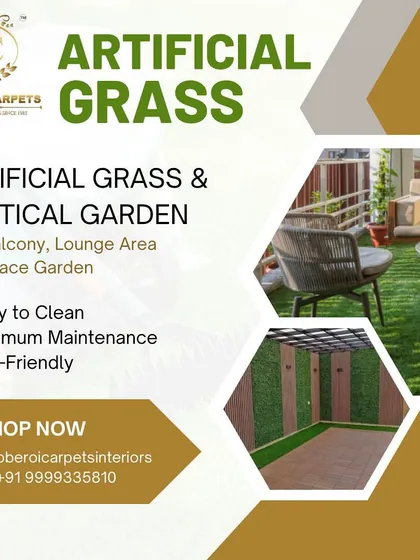 I provide complete greenery solutions for your home. This graphic shows how you can combine my artificial grass and vertical gardens to create a beautiful, low-maintenance outdoor living area on a balcony or terrace.
