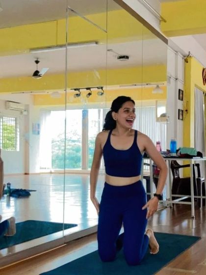 A happy, sweaty moment during a class. My goal is for you to leave feeling stronger, more confident, and with a smile on your face.