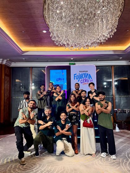 A group photo with fellow creators at the Fujifilm event in Cebu. This shows my ability to collaborate and be part of a larger brand community and influencer campaign.