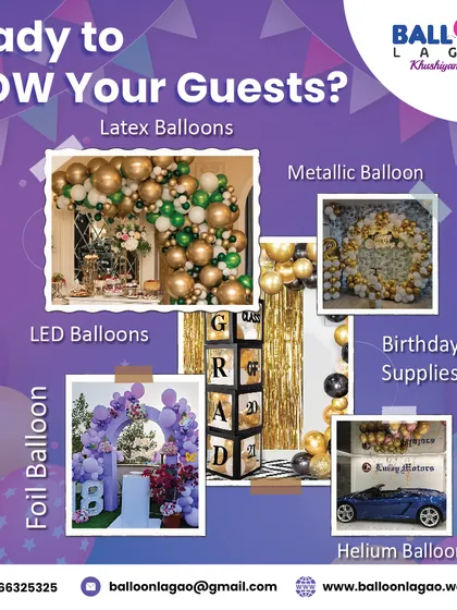 This graphic provides an overview of the different types of balloons we work with. We offer everything from standard latex and foil balloons to specialty LED and helium options to suit any theme or budget.