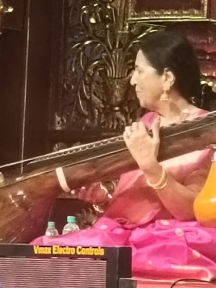 A candid moment of joy during my performance at the Sree Ramaseva Mandali. It was wonderful to see so many friends in the audience.
