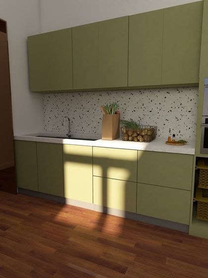 These are various 3D renders for a kitchen we are designing for a project at ATS Greens, Noida. We explore different angles and lighting to give the client a complete picture of their future kitchen.