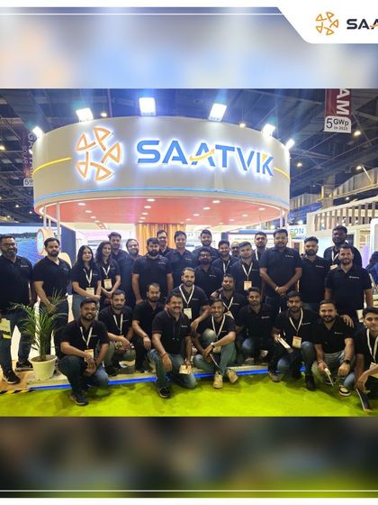 The full Saatvik team, united and proud, at our booth for the REI Expo 2024.