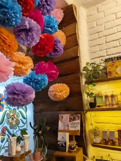 A look inside the salon during Diwali. The colorful decor and festive atmosphere are sure to get you in the holiday spirit.