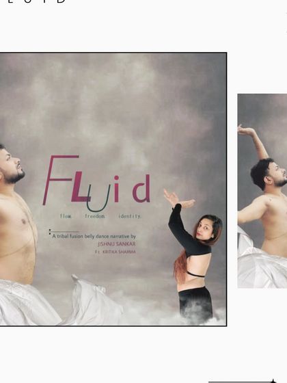 A promotional image for "Fluid," a tribal fusion belly dance narrative presented at Uncut Chapter 2.