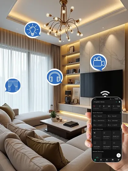 Imagine controlling your entire living room from the palm of your hand. This is what I mean by total home control. This setup shows how you can manage lights, curtains, music, cameras, and more, all from one app, creating the perfect ambiance for any moment.