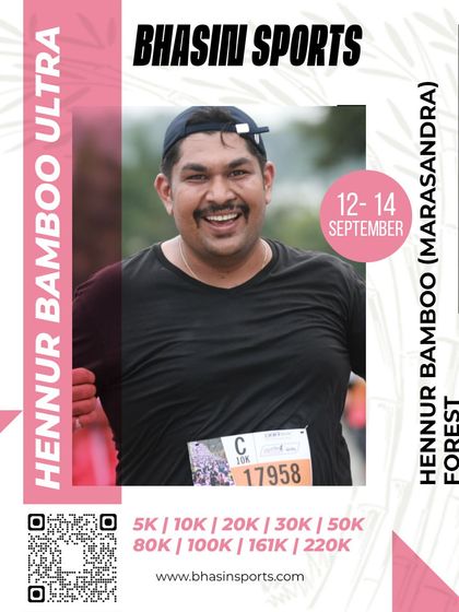 A close-up of a happy runner at the Hennur Bamboo Ultra. The smiles on our participants' faces are the best measure of a successful event.