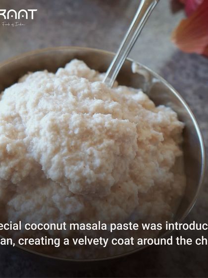 For my Chicken Sukha Malvani, a special coconut masala paste is introduced to the pan, creating a velvety coat around the chicken.