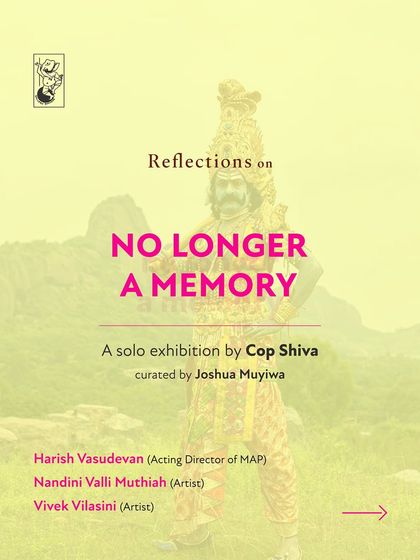 The title card for the video testimonials on 'No Longer A Memory'. This graphic element ties together the reflections from prominent figures in the art community.