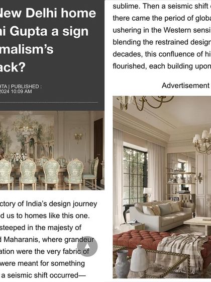 Architecture + Design magazine asked, "Is this New Delhi home by Aashi Gupta a sign of maximalism's comeback?" I believe it is a sign that opulence, history, and ornamentation are never out of style.