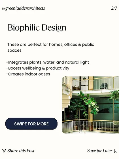 We are passionate about Biophilic Design, an approach that integrates natural elements like plants, water, and light into our buildings. This creates healthier and more productive indoor oases for homes, offices, and public spaces.