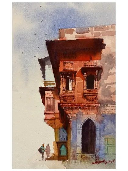An architectural study of a 'Jharokha' or ornate window in Jodhpur. I focused on the intricate details of the carving and the beautiful play of light on the red sandstone.