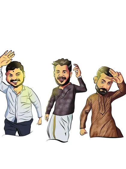 Another set of friends from the large group illustration. I work to capture the energy and personality of each person, whether it's a wave, a dance move, or a thoughtful pose.