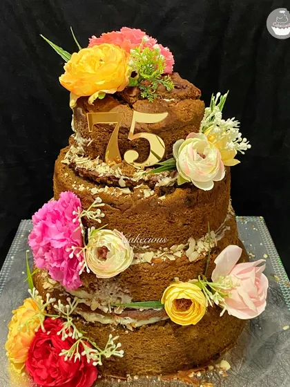 Celebrating a 75th birthday calls for something truly special. I made this beautiful three-tier, sugar-free cake using whole wheat, dates, and walnuts, proving that healthy can also be incredibly delicious and elegant.