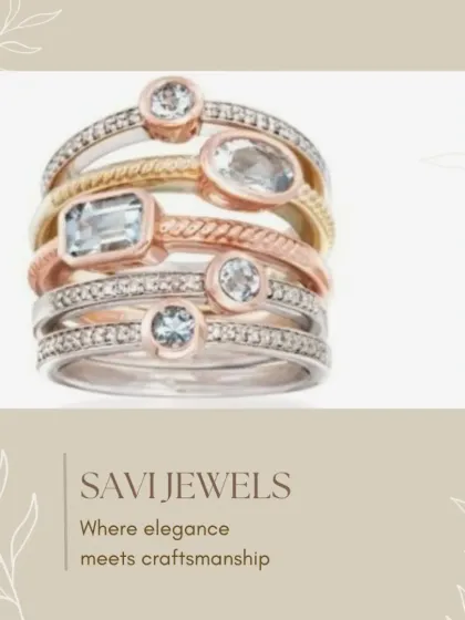 Where elegance meets craftsmanship. This image highlights a custom-made stacked ring set, combining different metals and gemstones to create a cohesive yet eclectic look that is deeply personal.