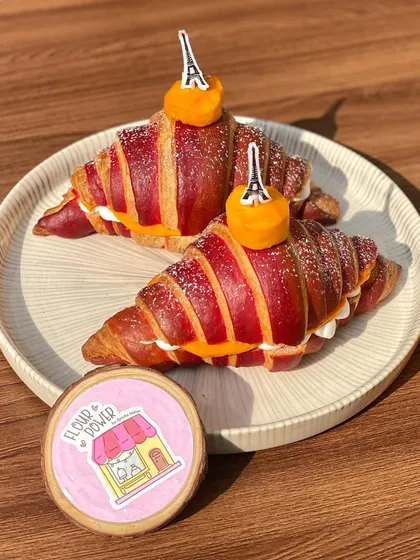 My seasonal mango croissants are a tropical delight, filled with cream and fresh Alphonso mango.