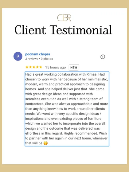Nothing motivates me more than seeing my clients happy in their new homes. This testimonial from a recent project highlights the collaborative and seamless process I strive for, ensuring every client feels heard and their vision is brought to life, from the initial idea to the final, personal touches.