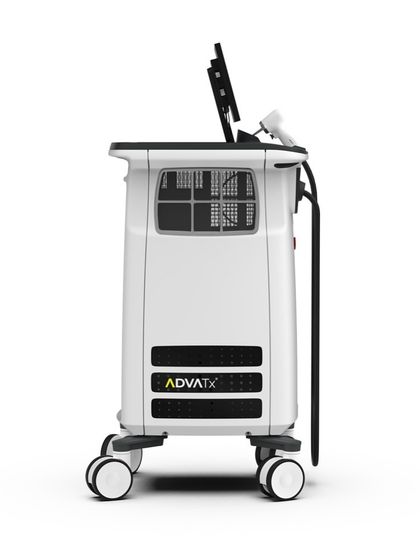 A side profile of the advanced AdvaTx laser machine. This solid-state device is engineered for precision, safety, and consistent results across a wide range of skin types and conditions.