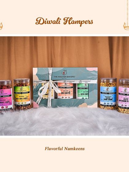 Our flavorful namkeens offer a savory balance to festive sweets. This hamper showcases a variety of our healthy snacks, including Beetroot Chips, Mix Veg Chips, and Poha Chivda.