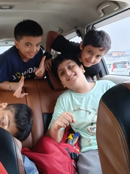 The journey is part of the experience. Our young athletes share a fun moment in the car on the way to our 7-day training camp in Chiplun, building bonds that last a lifetime.