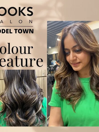 Another view of our blonde highlights service, showing the client's happy reaction and the beautiful final result from multiple angles.
