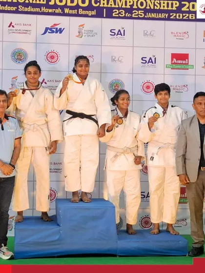Our judo athletes Danika Shetty and Mithila Bhosale on the podium after winning silver and bronze medals at the Junior National Judo Championships.