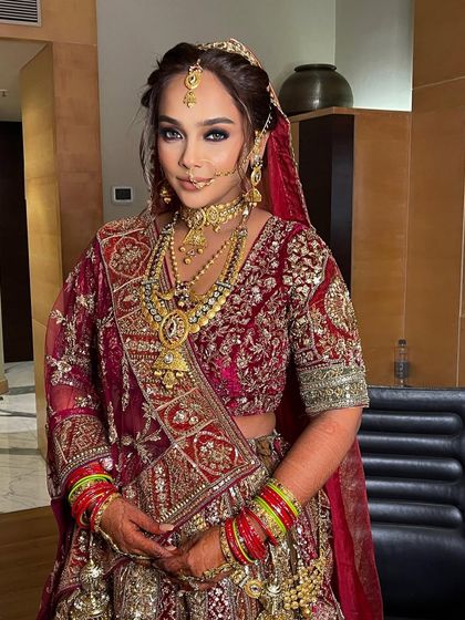 The bride looks fierce and beautiful, ready to make a statement on her wedding day.