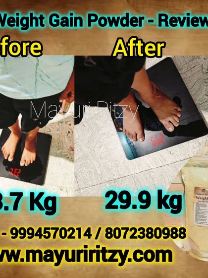 While many want to lose weight, some struggle to gain it in a healthy way. This before and after photo shows a customer's journey of healthy weight gain, from 23.7 kg to 29.9 kg, using our special weight gain powder.