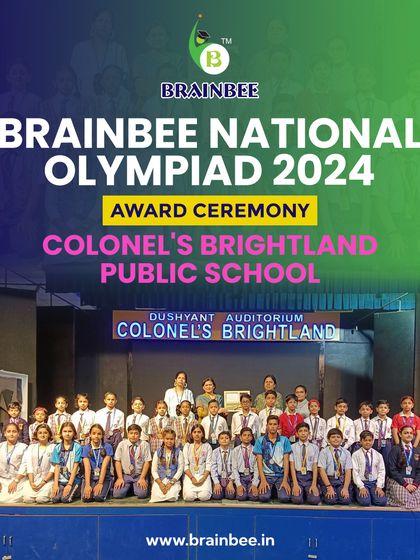 The award ceremony at Colonel's Brightland Public School, Agra, celebrating the winners of the 2024 National Olympiad.