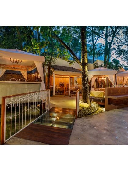 Our terrace features several private cabanas, each offering a slightly different view and atmosphere for your intimate dining experience.