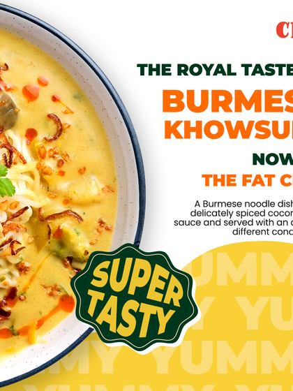 The royal taste of Burmese Khowsuey, now at The Fat Chef. This super tasty noodle soup is a must-try for anyone looking for a unique and flavorful meal.