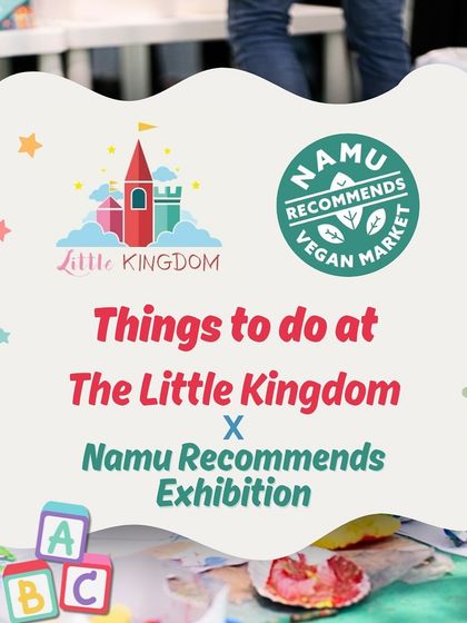 A graphic outlining all the fun things to do at our collaborative event with Namu Recommends Vegan Market.