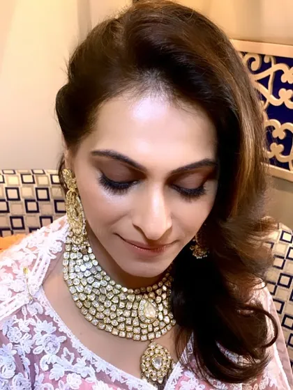 The finished soft glam look, perfect for any day function where you want to look polished and elegant.